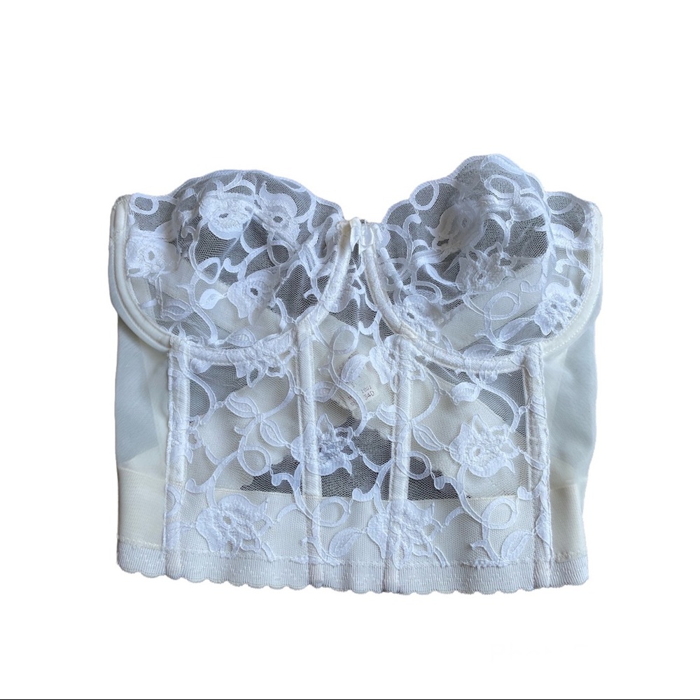 Vintage La Trique Sheer Lace Bustier White Ivory
